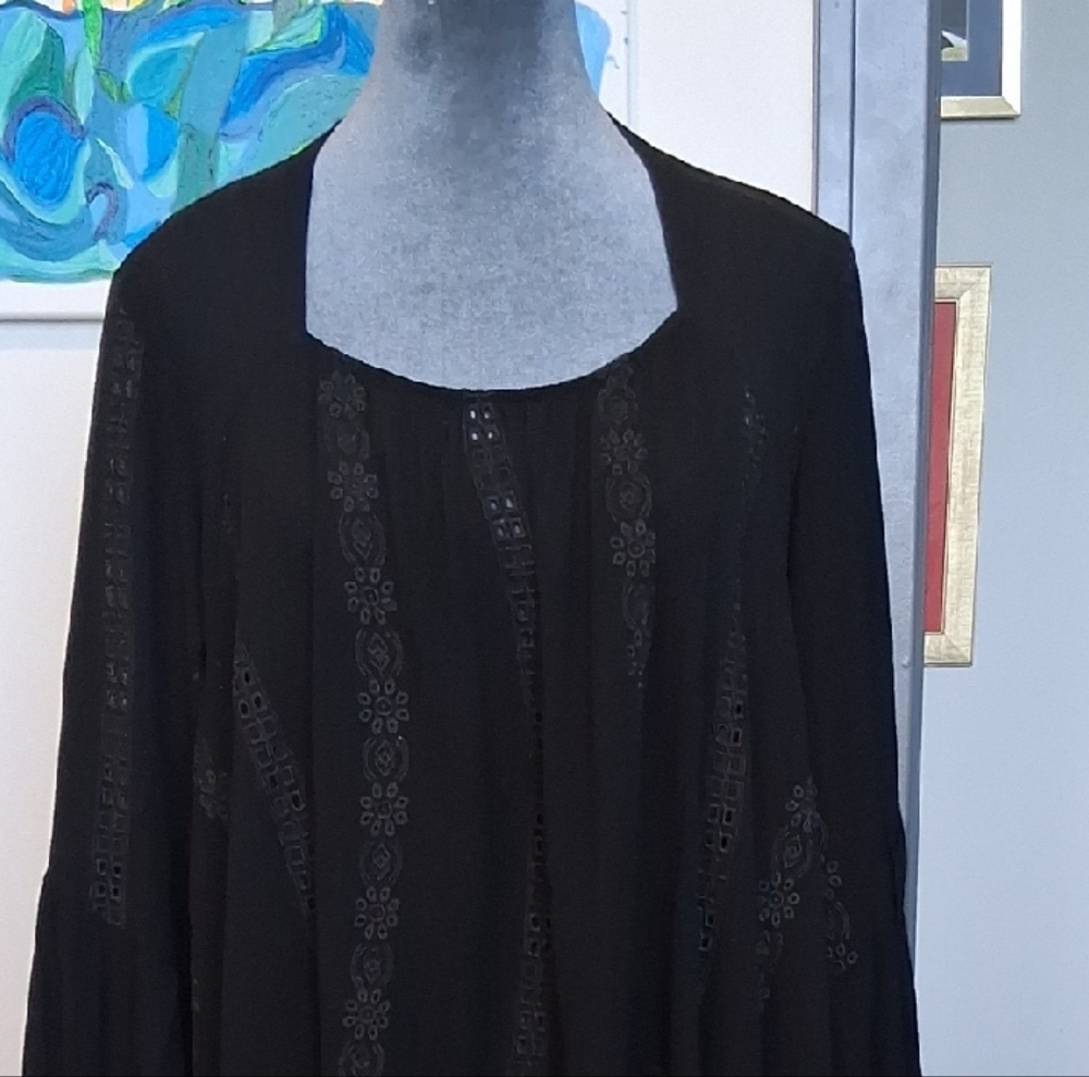 Bohemia, Peplum Black Embroidered Blouse